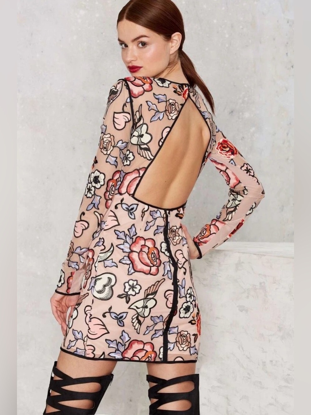 Nasty Gal Embroidered Mini Dress M